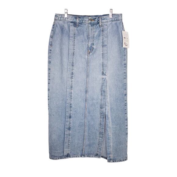 Etica Ingrid Split Skirt Maxi Jean Arcadia Denim Blue Organic Cotton Size 30 NEW - Picture 2 of 14